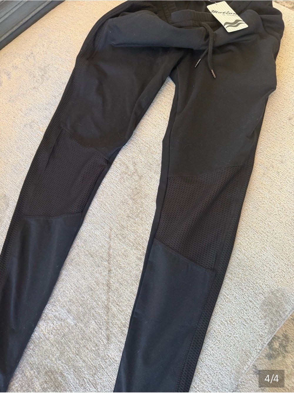 Motion by Coalition Black Mesh Panel Jogger Leggings Women L NWT